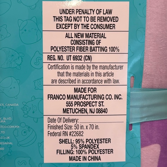 NEW Squishmallow Snuggle Throw 50" x 70" Foodie - Picture 7 of 8